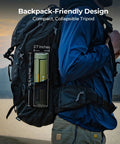 Upgraded Telescopic Camping Light With 15600mAh Battery shown in backpack mesh pocket