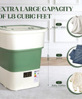 Slick Heavy Duty Portable Washing Machine With Fast Spin Basket, 1.8 Cu Ft showing large capacity for 8 adult T-shirts.