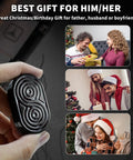 Close-up of Infinity Stainless Steel Fidget Slider EDC Toy For Adults with couples exchanging gifts in festive setting.