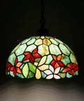 Tiffany Style Stained Glass Pendant Light Plug In Swag Lamp With 32 Inch Chain And 15 Foot Cord for dining room or living room