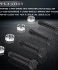 Tough As Nails Trailer Leaf Spring Shackle Bolt And Lock Nut Pair Fits One Point Seven Five Inch Wide Springs, black steel bolts and nuts.
