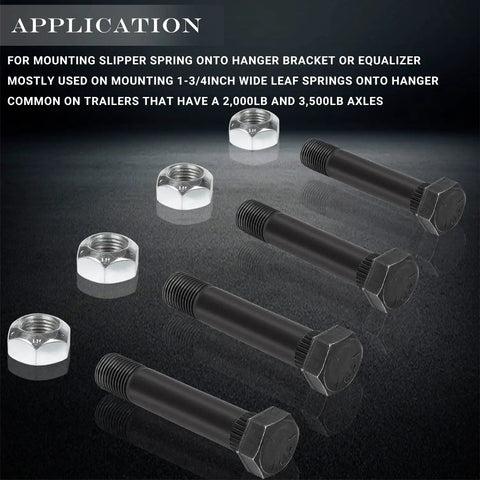 Tough As Nails Trailer Leaf Spring Shackle Bolt And Lock Nut Pair Fits One Point Seven Five Inch Wide Springs, black steel bolts and nuts.