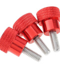 Six Pack M4 10mm Stainless Steel Knurled Thumb Screws With Red Aluminum Heads For Quick Tightening And Easy Grip Round Clamping Knobs Threaded Fasteners For Tooling And DIY Projects Durable Hardware