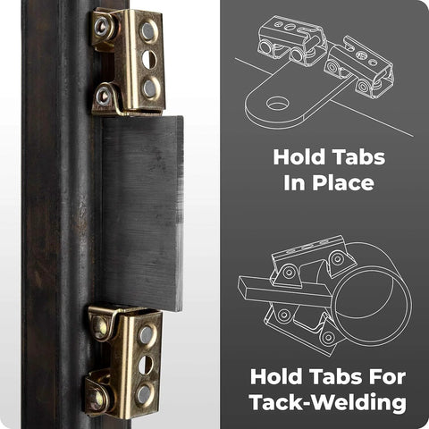 Magnetic V-Pads Kit installed on metal frame; magnets on pad faces and bottom; 4-piece set (2x2in, 2x2.2in).