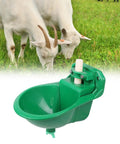 Heavy Duty Automatic Livestock Water Bowl For Farm Animals Featuring Self Filling Goat Sheep Cow Dog Drinker Cup shown on green grass.