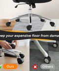 2 Inch Office Chair Caster Wheels For Smooth As Butter Rolling Experience Universal Fit Heavy Duty Gaming And Office Desk Setup Silent Glide Replacement set compared on different flooring surfaces.