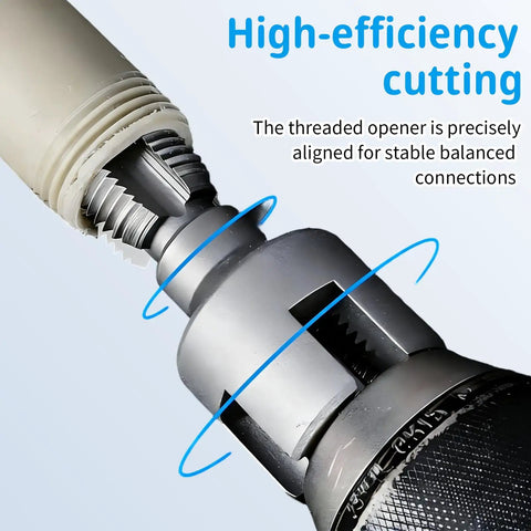 Kick Butt Plumbing Work With This Heavy-Duty PVC Pipe Threader Set, showcasing high-efficiency cutting of 1/2 and 3/4 inch pipes.