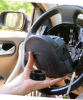 Hands holding Racing Car Steering Wheel Adapter Plate And Riser Spacer For Pro Grade Control And Comfort inside vehicle