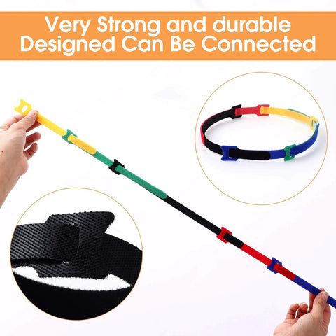 80 Pcs Reusable Cable Ties Set With 6 8 10 Inch Adjustable Wire Ties featuring multicolor hook and loop strap connections