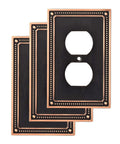 Old School Beaded 3 Pack Wall Plate Covers Bronze With Copper Highlights For 1 Gang Single Duplex Switch Plates Venetian Bronze Finish
