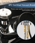 Close-up of Pro Grade Shampoo Bowl Faucet Kit With Vacuum Breaker, Hose And Sprayer featuring durable brass construction.