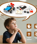 Child envisioning Wind Powered Cars Kit For Kids Ages 8 To 12, Six Wood Building Crafts Cars Set, for hands-on science learning