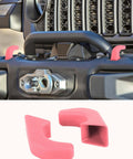 Jeep with Pink 2-Piece Front Bumper Tow Hook Covers for Wrangler JK JL 4xe and Gladiator JT 2007-Present Exterior Styling