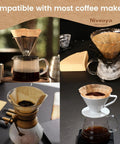 Four arrangements of 200 Count Cone Coffee Filters Size 02 Natural Unbleached Paper For Pour Over And Drip Coffee Makers 2 To 4 Cup