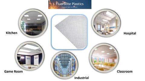 Clear Acrylic Prismatic Light Panels 20 Pack For Fluorescent And LED Lighting, 23.75 X 47.75 Inches, 0.100 Inch Thick, various uses.
