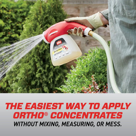 Dial N Spray Hose End Sprayer for Liquid Weed Killer Insect Killer Fungicide and Fertilizer with 14 Dilution Settings in action