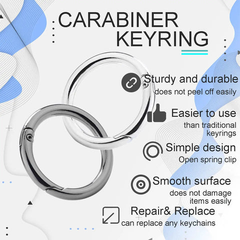 12 Pack 1 Inch Spring O Ring Clip Keychain Carabiner Set In Four Colors Round Snap Hook Buckle with design features text