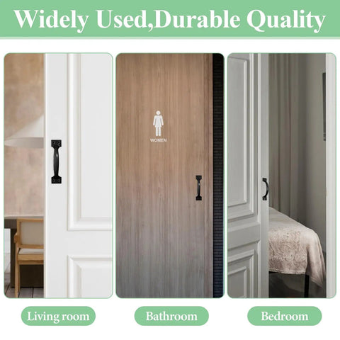 Four Point Seven Inch Iron Gate And Door Handle Set Black on interior doors in living room, bathroom, and bedroom