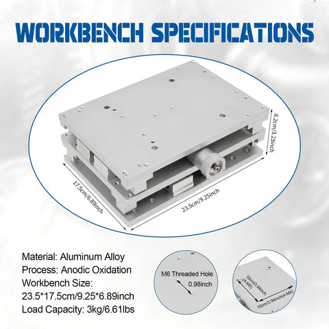 Pro Grade 2D 2 Axis Laser Marker Stand With XY Positioning, aluminum workbench dimensions 8.2x5 inches, rust resistant