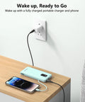 Portable Charger With Built In Cables And Plug 10000mAh USB C Power Bank Fast Charging Slim External Battery Pack charging phone