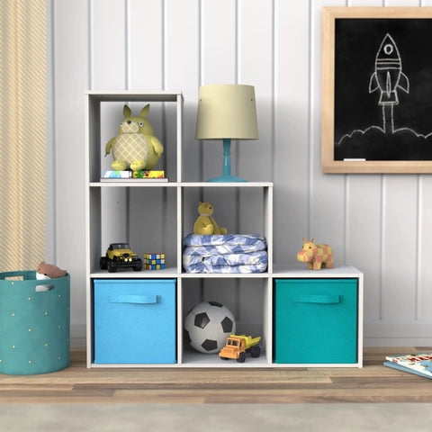 Three Two One Cube Storage Shelf Organizer Bookshelf With Three Tiers Corner Unit In White Wood Finish No Fuss Assembly