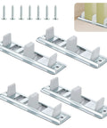 Four Pack Sliding Closet Door Floor Guides For Centering Panels On Tracks And Providing Side Support, Compatible With N 6560, Adjustable Floor Mount Bypass Track Fits Doors From Three Quarters To One And Three Eighths Inches, Stamped Steel Sliding Track, showing four metal guides and screws