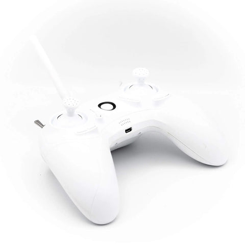 Micro FPV Racing Drone Ready To Fly Kit With Goggles And Controller featuring a sleek white controller for beginners and pros.