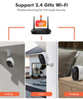 2K Battery Powered Wireless Outdoor Security Camera Kit With Spotlight And Siren Alarm mounted on ceiling, wall, and desk