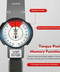 Dial Indicator Torque Wrench Half Inch Drive 0 to 100 Nm Pro Grade Precision Torque Meter With Case High Accuracy Fastener Tool For Pros And DIY Clear Dual Readout Dial For Easy Readings And Reliable Tightening, dial face close-up