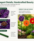 Image of Handmade Ceramic Mini Pollinator Watering Station for Outdoor Gardens, featuring colorful flower stake design and bee water feeder.