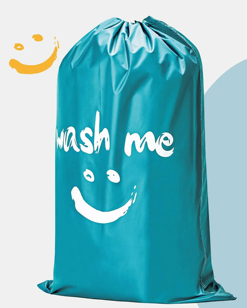 Extra Large 2 Pack Laundry Bags 28 By 40 Inches Heavy Duty Drawstring Laundry Organizers For Dorm Travel Camp Laundromat Holds Three To Four Loads Tear Resistant Nylon Gray And Sky Blue