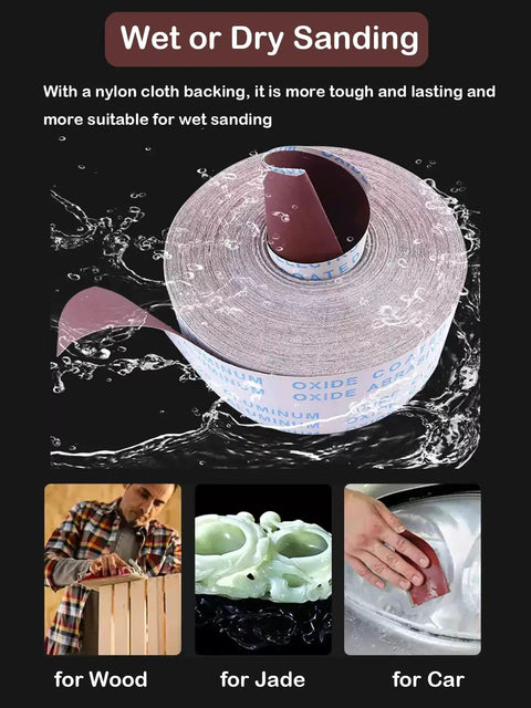 Wet Or Dry Emery Cloth Roll With Dispenser, 1 Inch By About 20 Feet, 6 Grits 80 150 240 320 400 600, Sandpaper Roll Kit