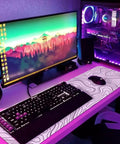 Extended White Topographic Gaming Mouse Pad Desk Mat 31.5 Inch By 11.8 Inch Long XL Pad For Gaming And Office on desk