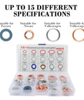 Must Have 105Pcs Car Oil Drain Plug Gasket Set Crush Washer Assortment with 15 styles for Toyota, Nissan, Volkswagen