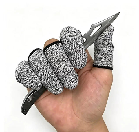 Cut Resistant Finger Cots 12 Pack Protective Finger Sleeves on hand gripping knife for Kitchen Work Arts and Crafts Sculpture