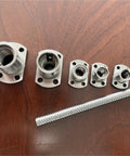 Pro Grade Miniature Ball Screw Kit With SFK0802 SFK1002 6mm 8mm 10mm lead screws and ball nut on wooden surface
