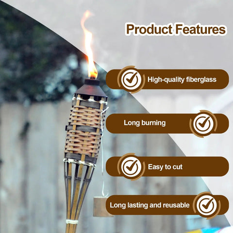 Fiberglass Replacement Wicks For Tiki Torches And Oil Lamps No Fuss Long Lasting Durable Wicks Eco Friendly 10 Pack in tiki torch
