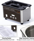 Professional Ultrasonic Jewelry Cleaner Machine With Thirty Five Watt Motor And Zero Point Eight Liter Tank featuring a sleek stainless steel body and digital controls.