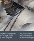 A Massive Steam Train Wall Mural for bedroom, featuring winter snow scene locomotive on polyester material. Not peel and stick.