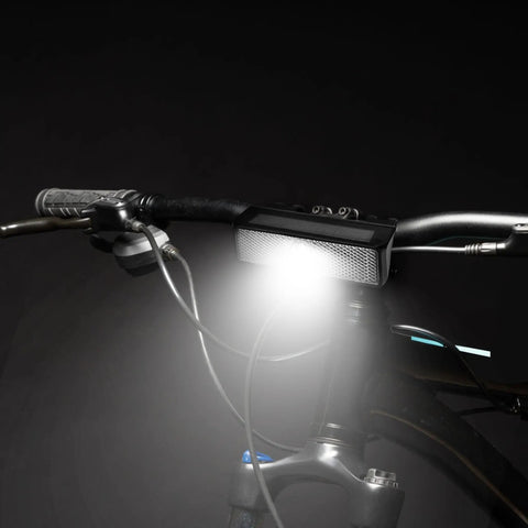 Solar Powered Bike Light With Auto On Off Sensor Front LED Cycling Lamp For Night Riding Safety And Bright Flash Modes A Must Have For City And Trail Cyclists All Weather Ready For Real