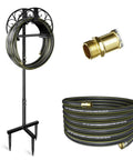 Heavy Duty Freestanding Garden Hose Holder With 50ft Kink-Free Water Hose Kit, Alloy Steel Frame With Rust-Proof Coating
