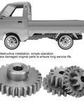 Heavy Duty Steel Gear Replacement Kit For WPL D12 1/10 Scale RC Rock Crawler Truck showing steel gears and RC truck model.