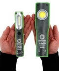 Heavy Duty Led Work Light With Plug And Play Charging Station Dimmable Pro Grade Rechargeable Battery Usb C Quick Charge For Rough Jobs Built Tough Design, 1200 Lumen output in hands.