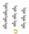 10-Pack Push Fit Stop Valve With 1/4 Turn Angle Shut Off, 1/2 In Push X 3/8 Inch Compression, Chrome Finish, Lead-Free