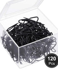 120 Pack Metal Drapery Hooks for Curtains Pinch Pleat Hooks Clear Storage Box 1.2 Inch Stainless Steel Curtain Hangers Black