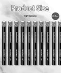 Ten Pack Dry Diamond Drill Bits With 6mm Diameter Quarter Inch Shank Vacuum Brazed Hole Saws arranged, showing size scale.