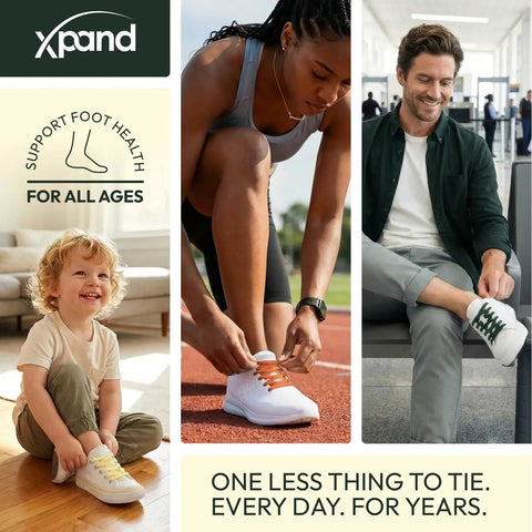 Adults and child using No Tie Elastic Shoelaces With Lace Anchors One Size Fits All For Sneakers And Athletic Shoes Easy Install Lock In Place Design Comfortable Quick Lacing For Adults And Kids
