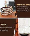 Dope Slow Drip Cold Brew Coffee Tower With Adjustable Dripper And Spacious 3000Ml Glass Jug showing drip snake tube and glass container.