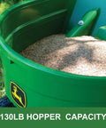 Push Broadcast Spreader With 130 Lb Capacity And Rust Proof Poly Hopper showing seeds for fertilizer grass seed weed control ice melt