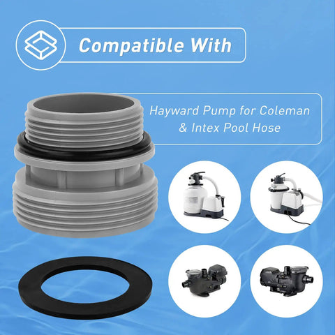 40mm To 1-1/2 Inch Hose Conversion Kit For Intex Coleman Above Ground Pools with adapters and pump compatibility